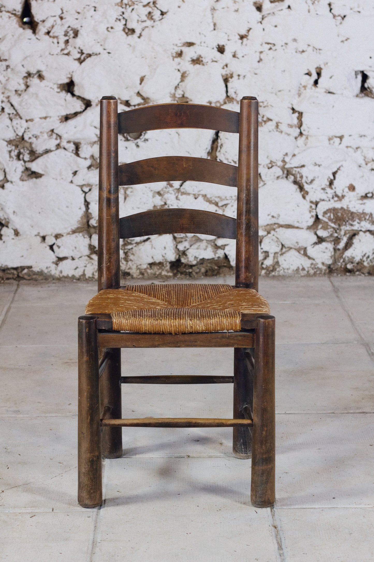4 chaises brutalistes paille Georges Robert, 1950