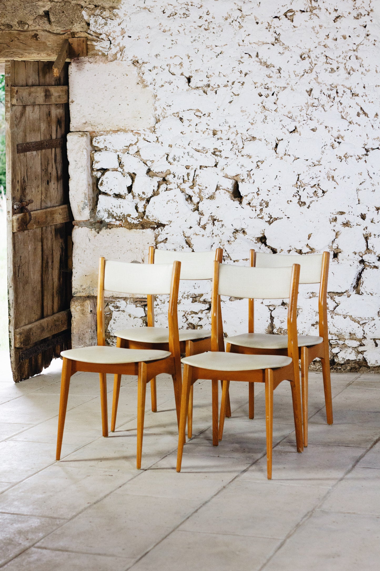 Suite de 4 chaises danoises en hêtre, 1960
