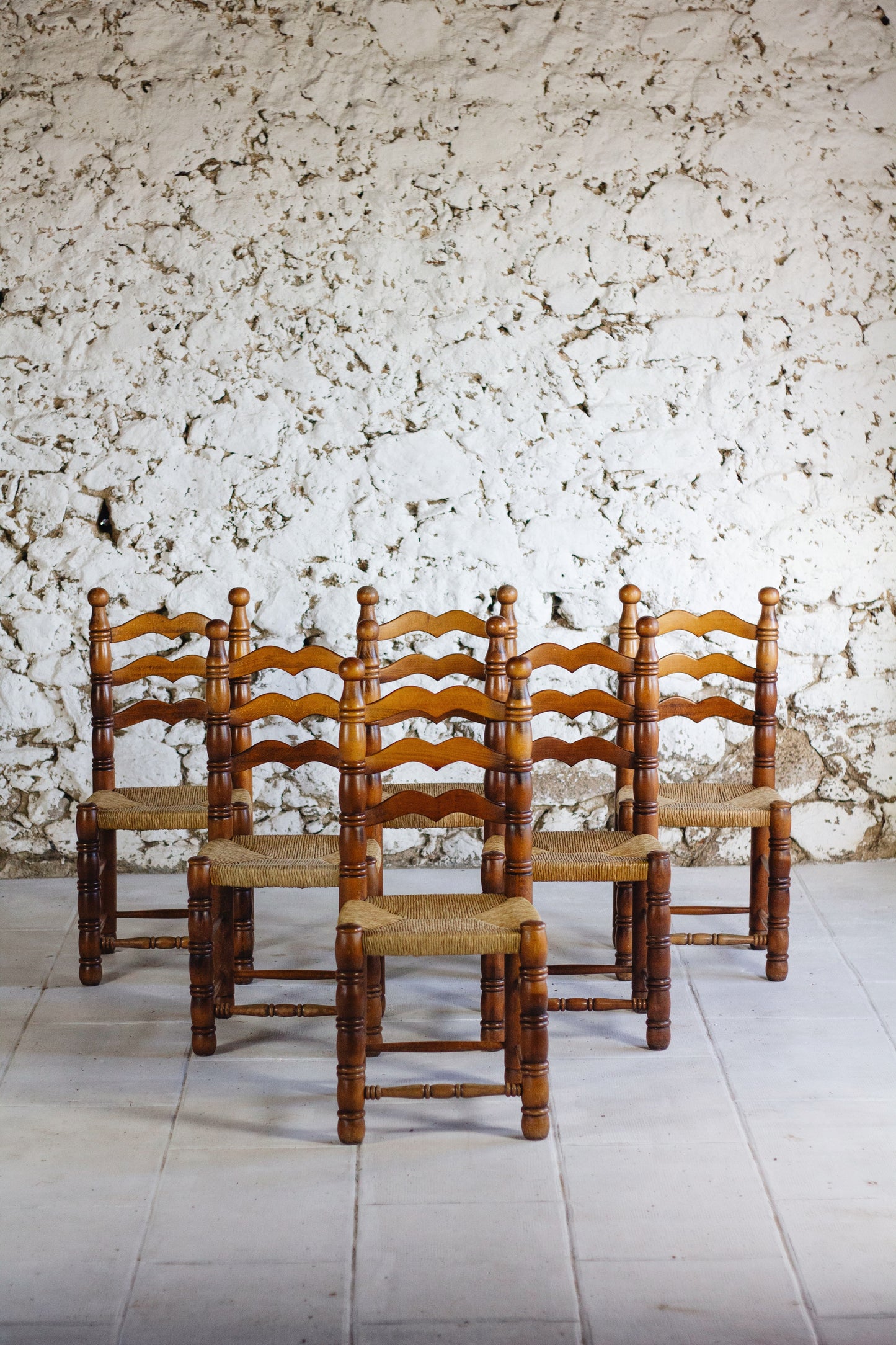 Lot de 6 chaises brutalistes Charles Dudouyt, 1950