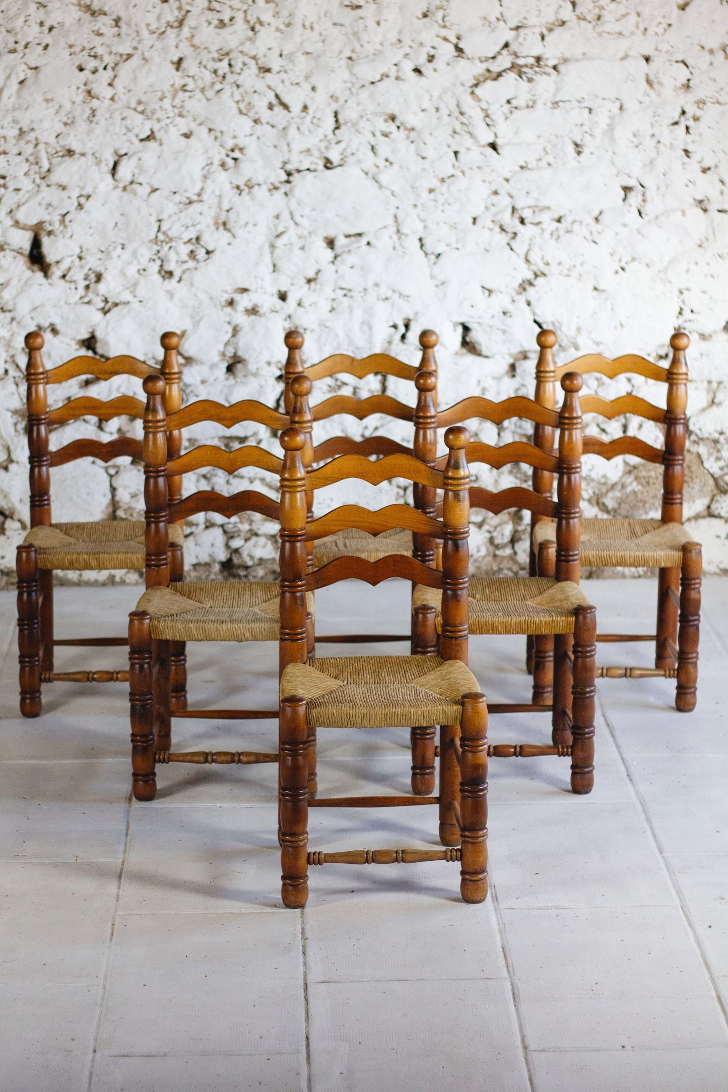 Lot de 6 chaises brutalistes Charles Dudouyt, 1950