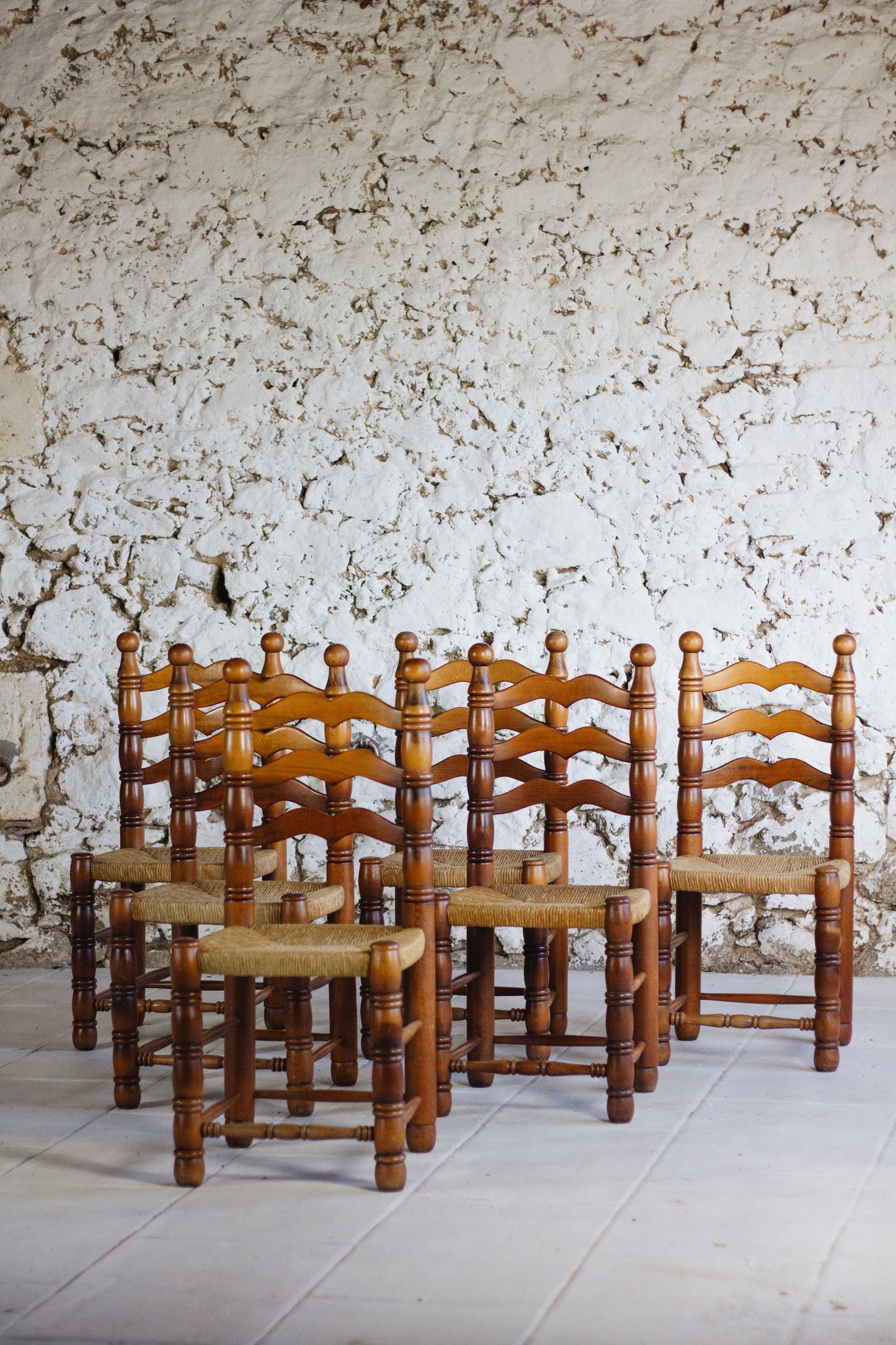 Lot de 6 chaises brutalistes Charles Dudouyt, 1950