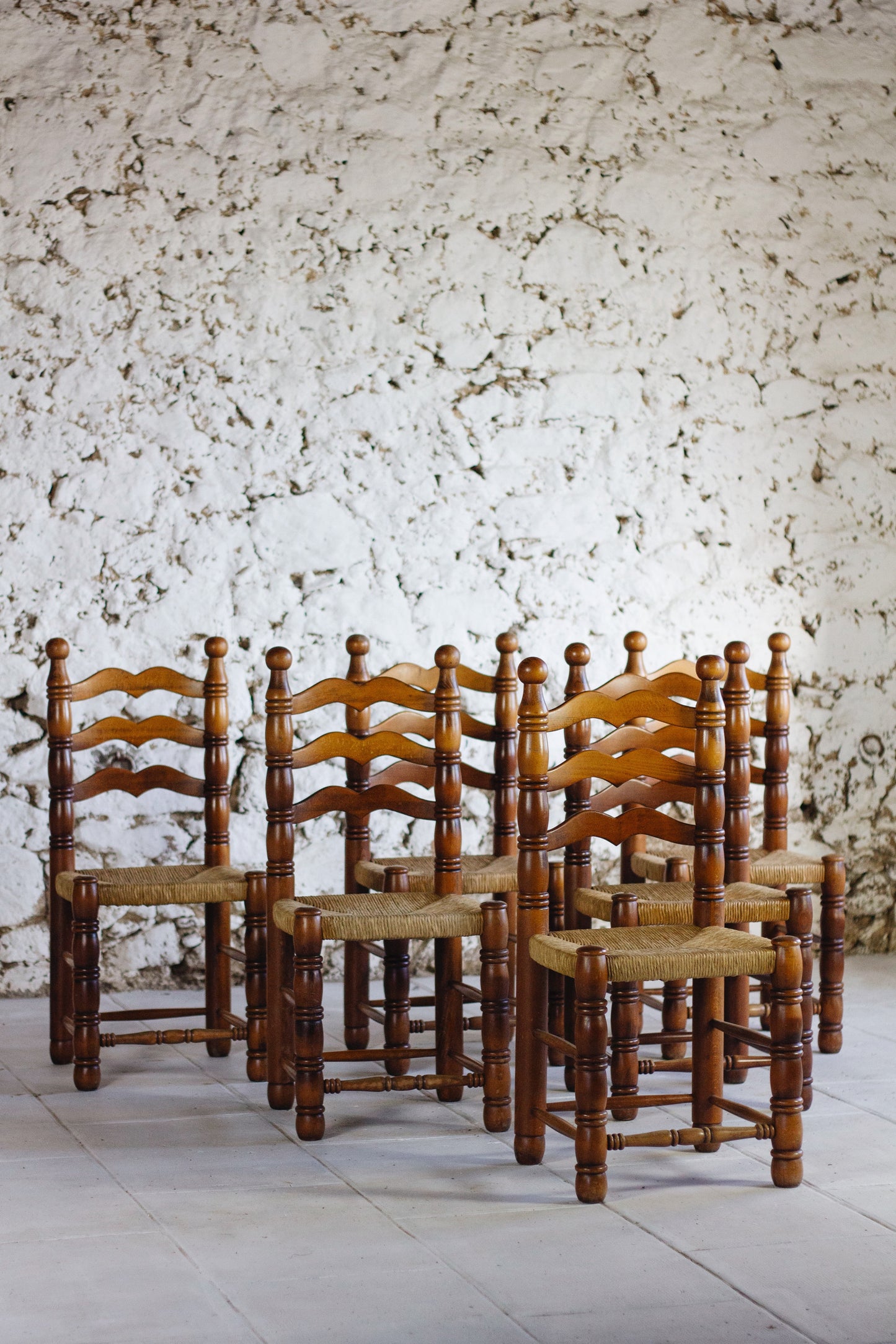 Lot de 6 chaises brutalistes Charles Dudouyt, 1950