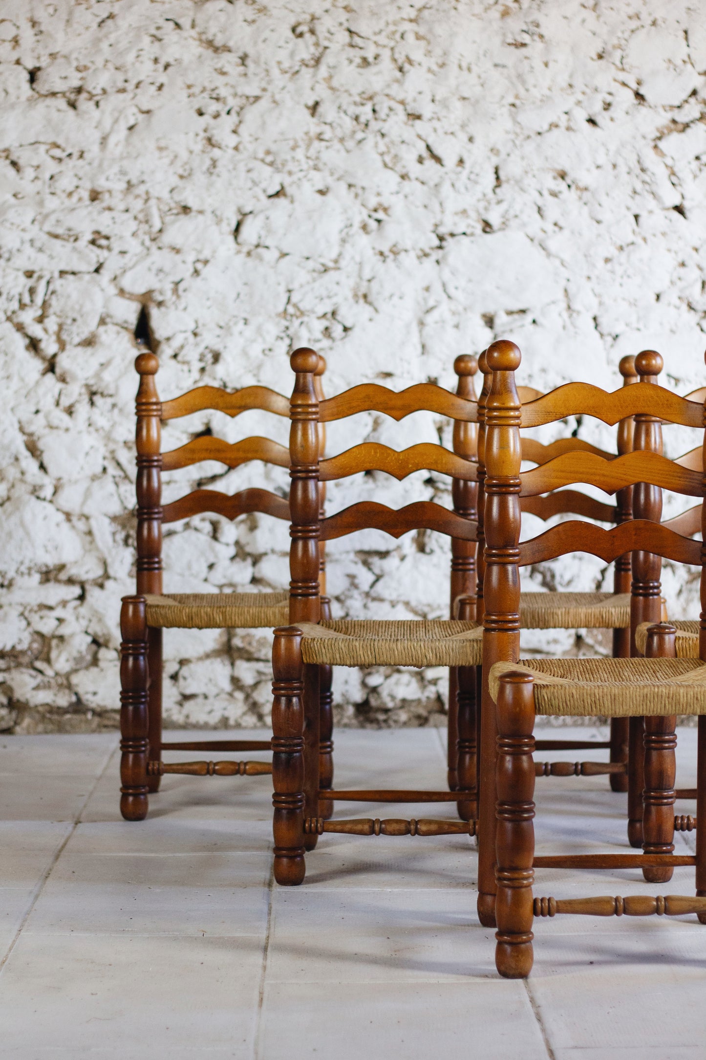 Lot de 6 chaises brutalistes Charles Dudouyt, 1950