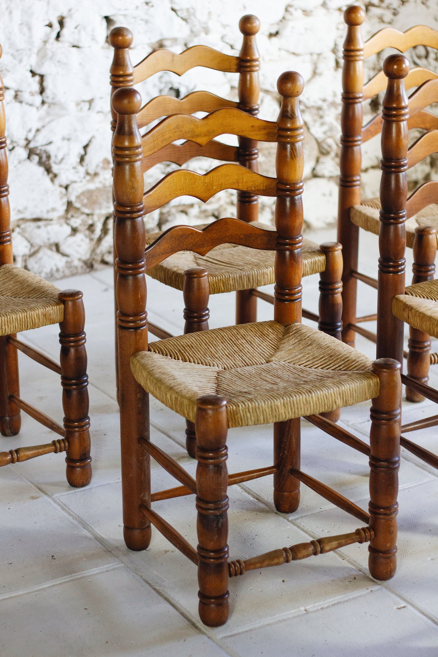 Lot de 6 chaises brutalistes Charles Dudouyt, 1950