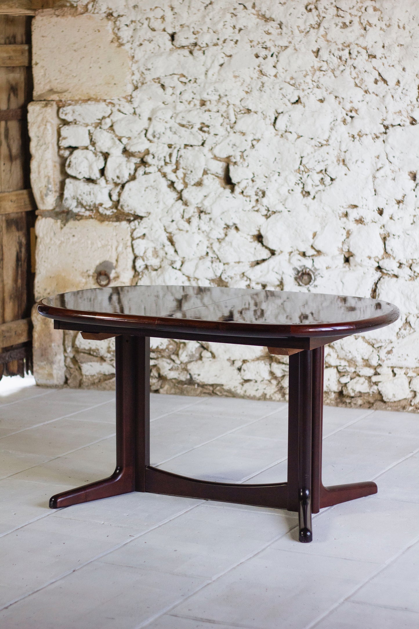 Table à manger danoise extensible en bois de rose par E. Valentinsen, 1960