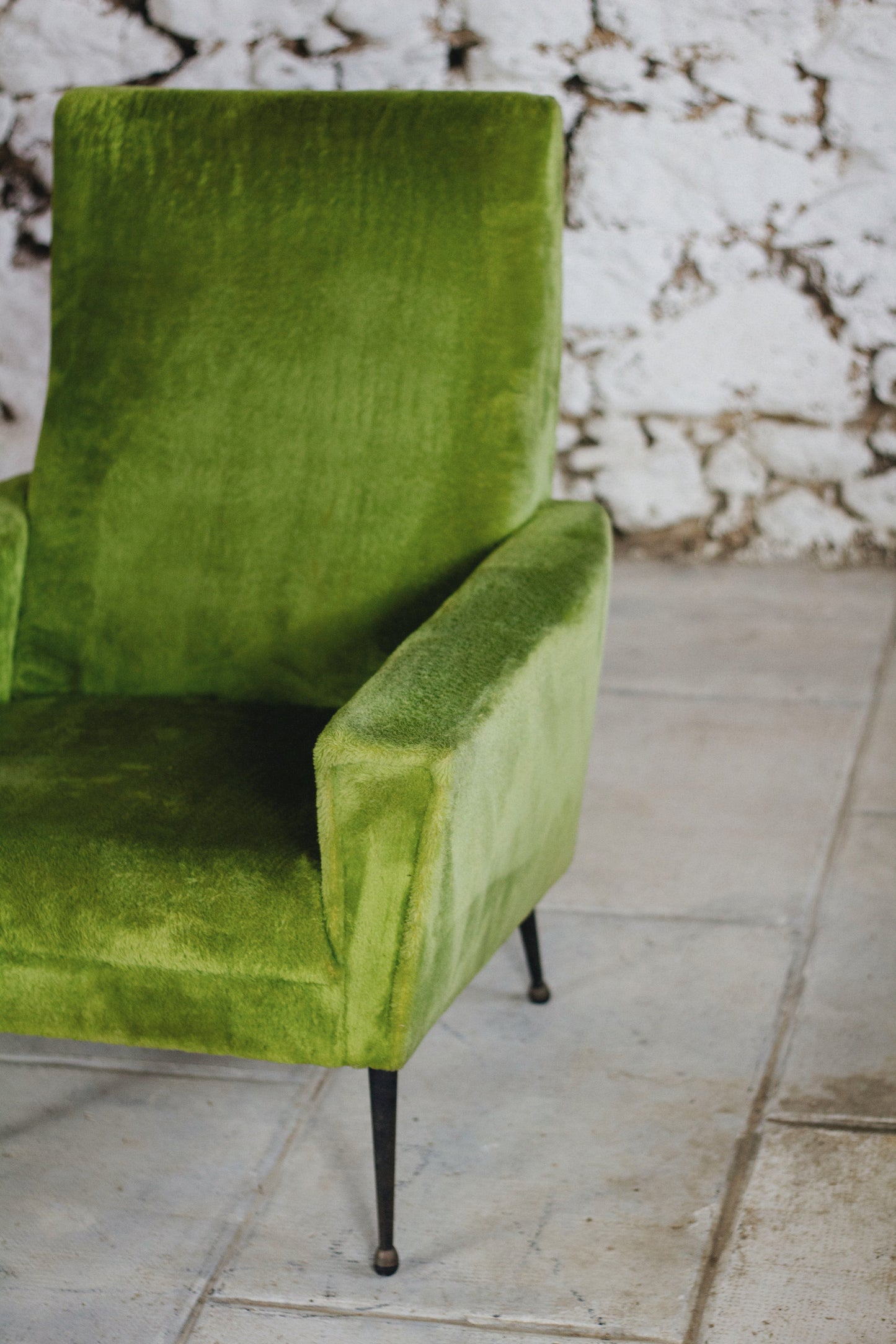 Paire de fauteuils vintage velours vert, 1950