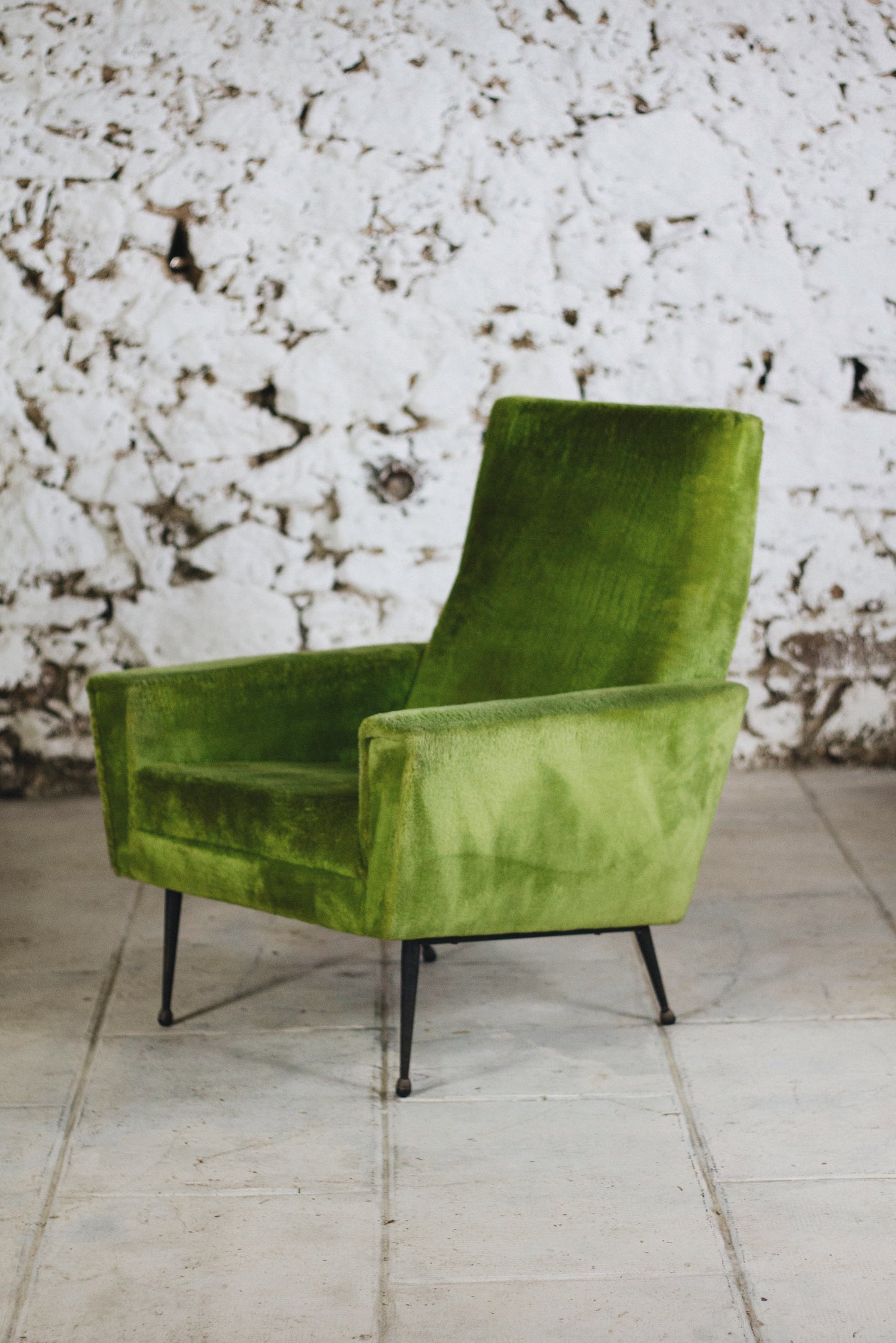 Paire de fauteuils vintage velours vert, 1950
