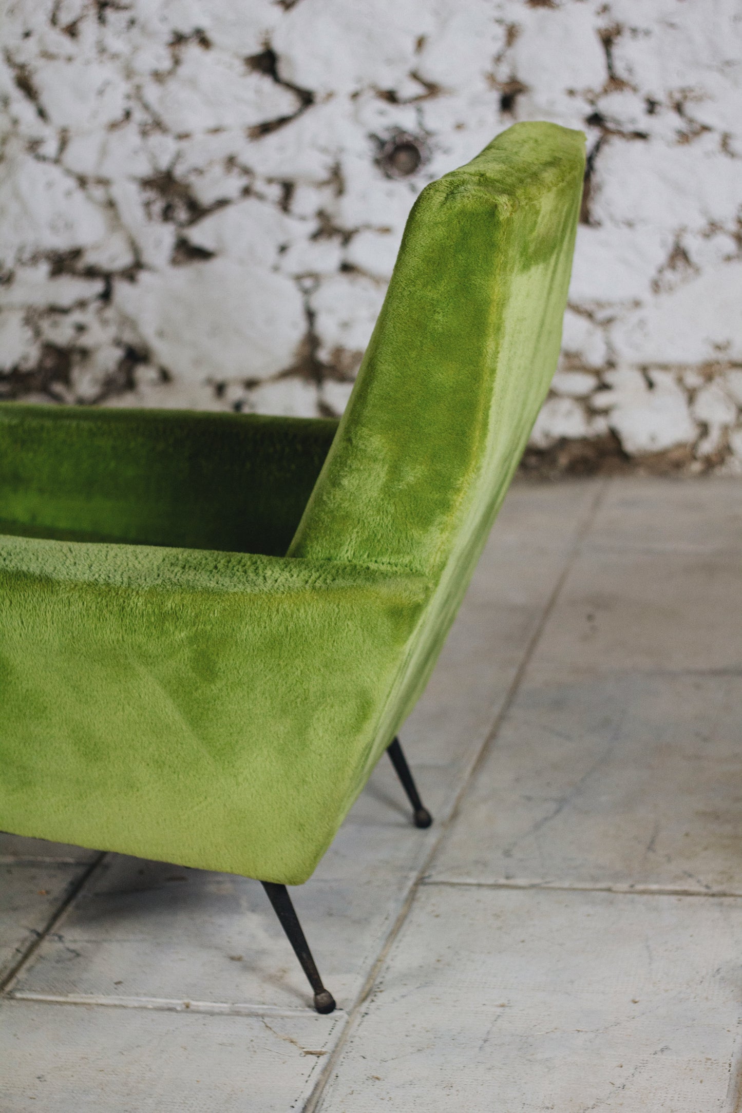 Paire de fauteuils vintage velours vert, 1950
