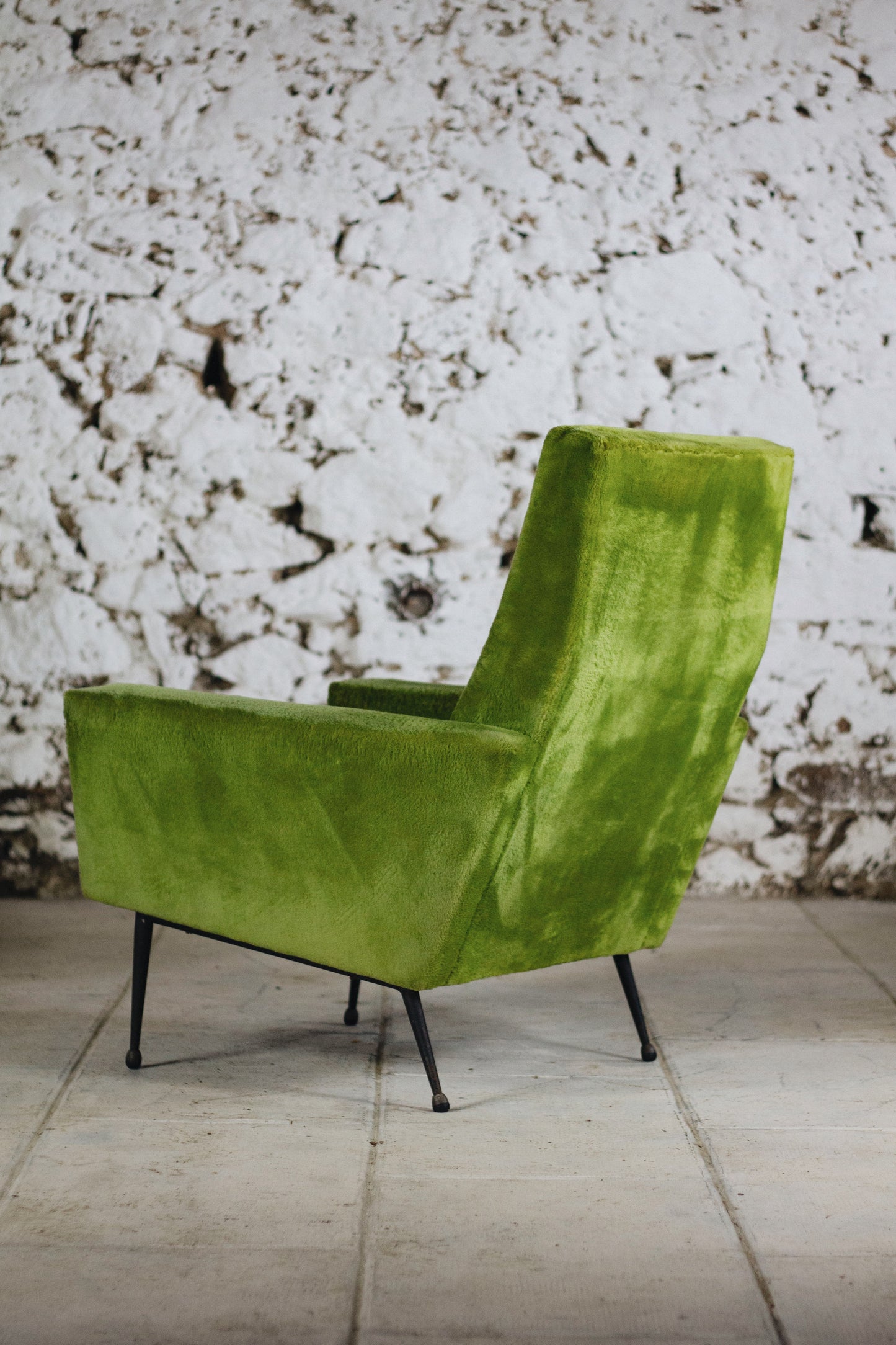 Paire de fauteuils vintage velours vert, 1950