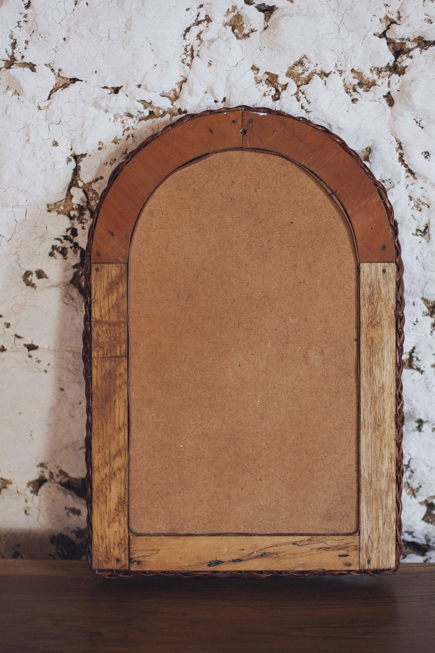 Miroir en osier tressé espagnol, 1960