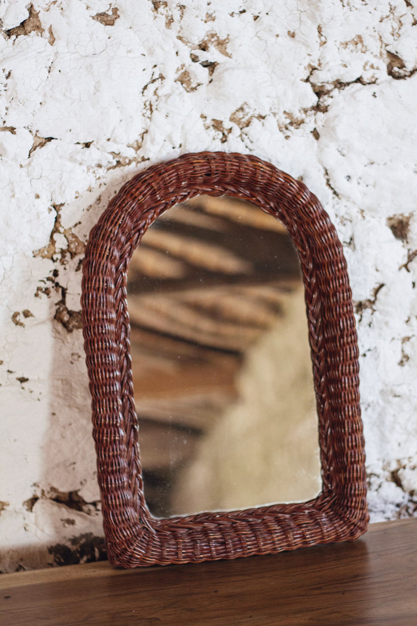Miroir en osier tressé espagnol, 1960