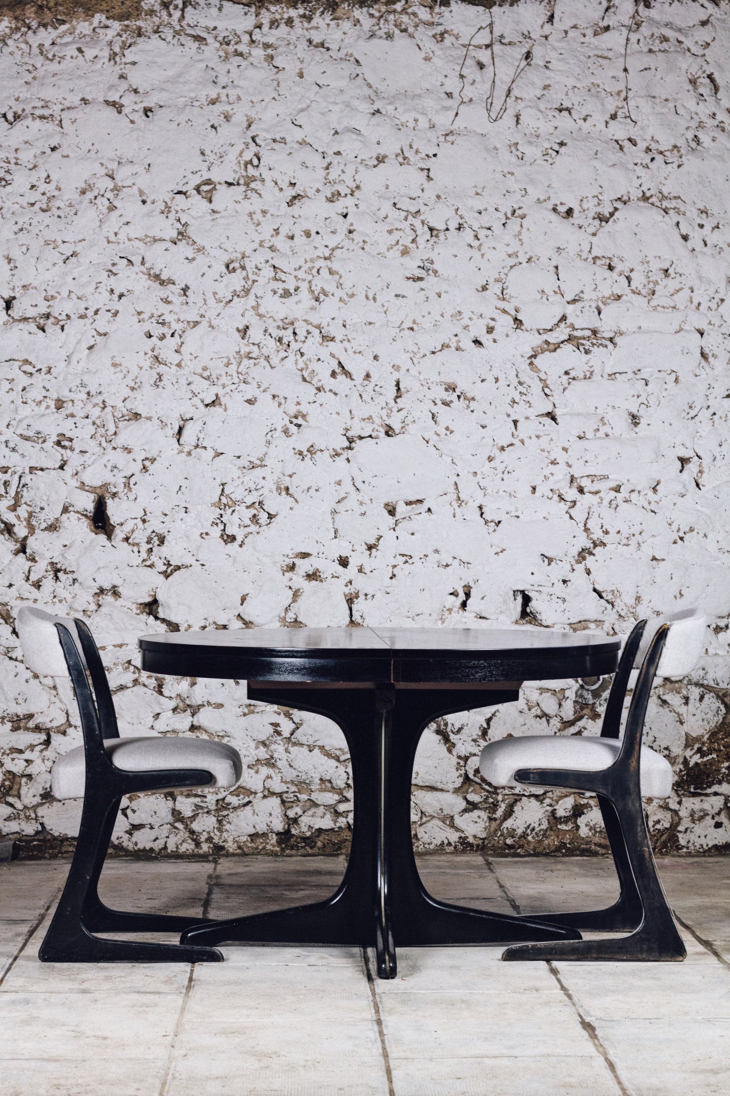 Table ronde noire Baumann extensible