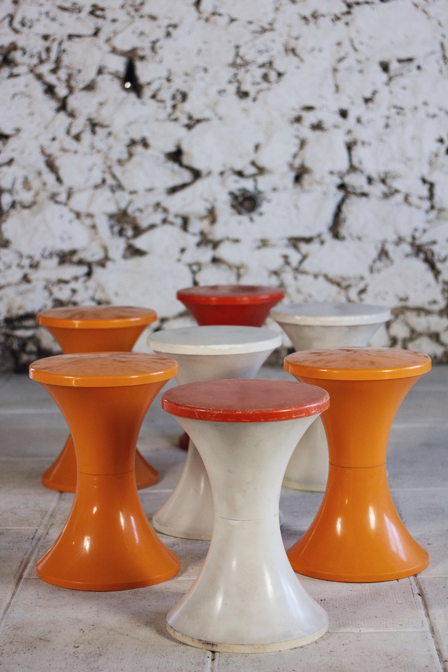 Tabouret Tam Tam orange par Henri Massonnet pour Stamp, 1970