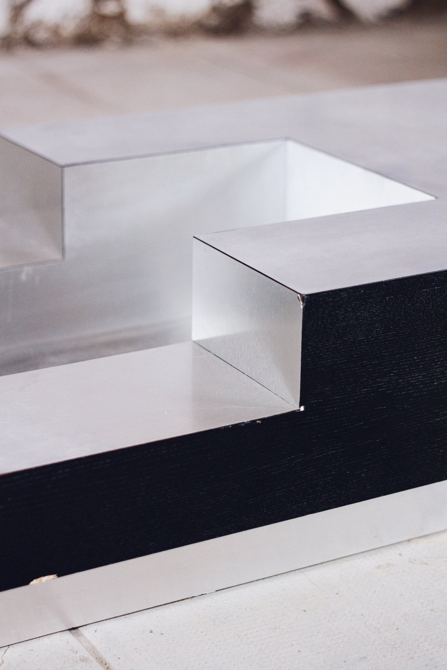 Table basse bar bois et acier Willy Rizzo, 1970