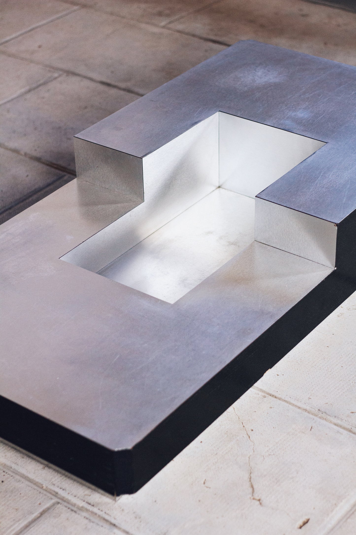 Table basse bar bois et acier Willy Rizzo, 1970
