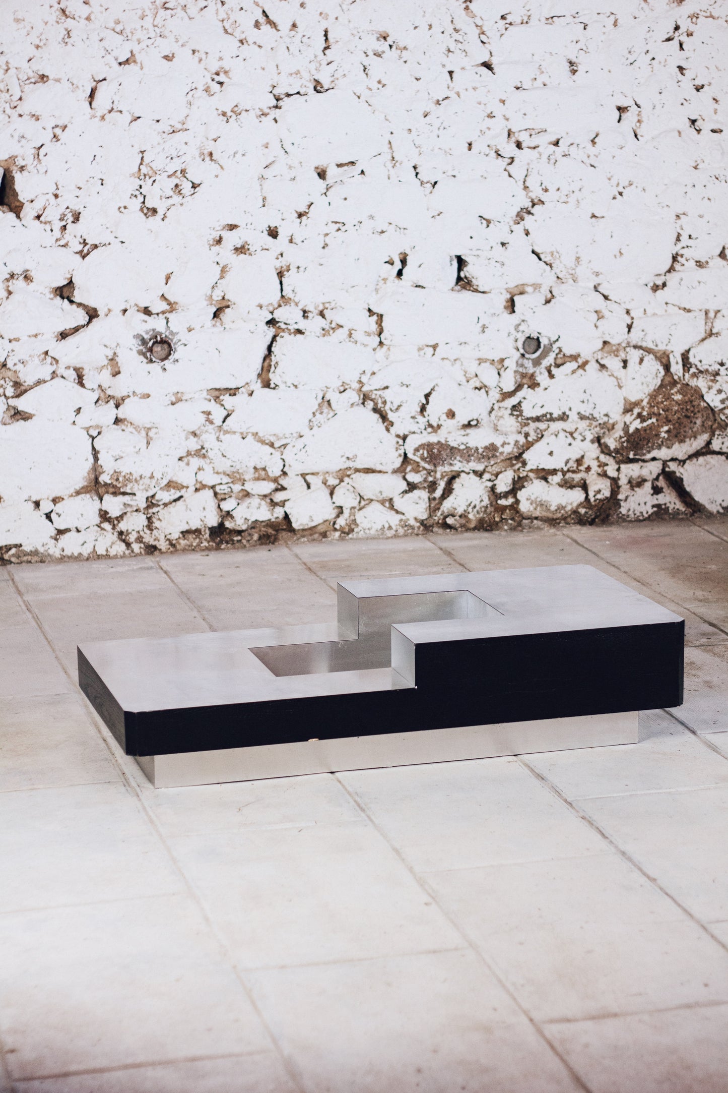 Table basse bar bois et acier Willy Rizzo, 1970