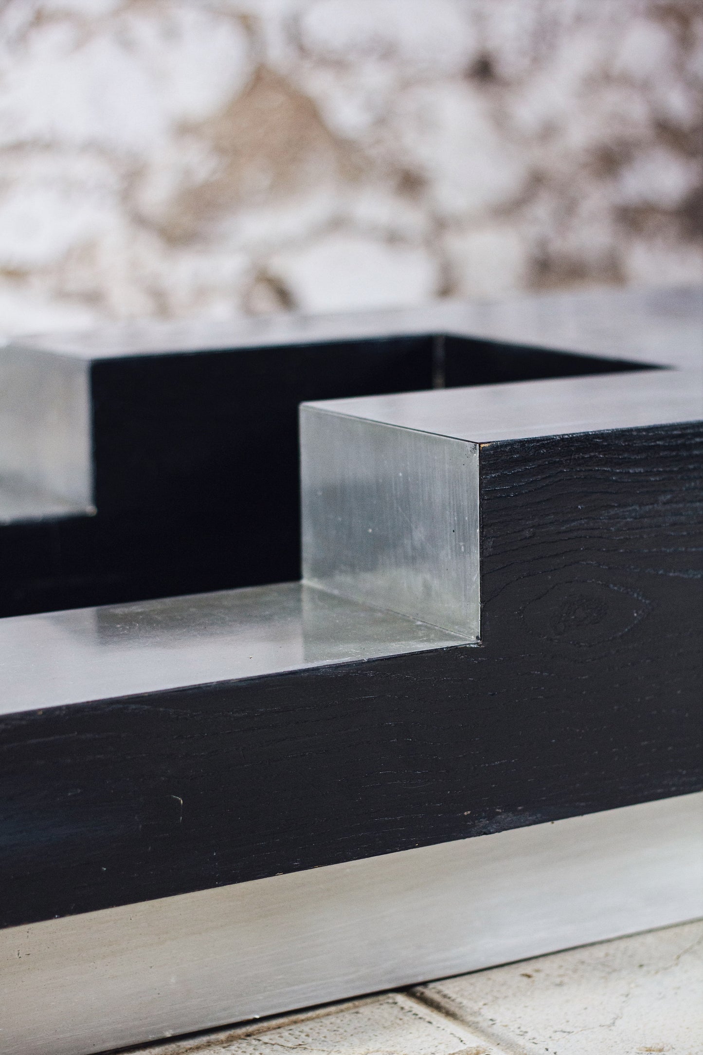 Table basse bar bois et acier Willy Rizzo, 1970