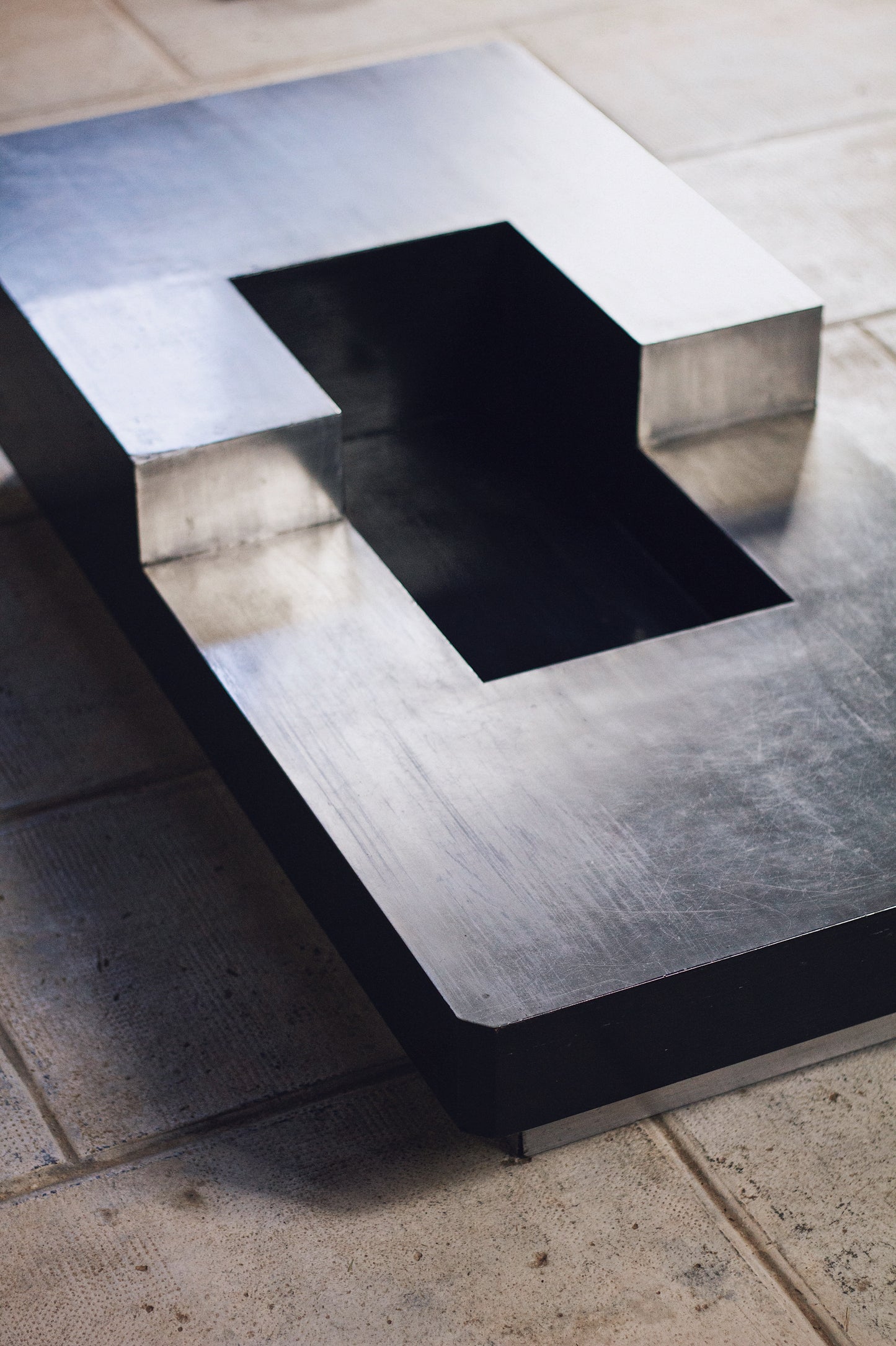 Table basse bar bois et acier Willy Rizzo, 1970