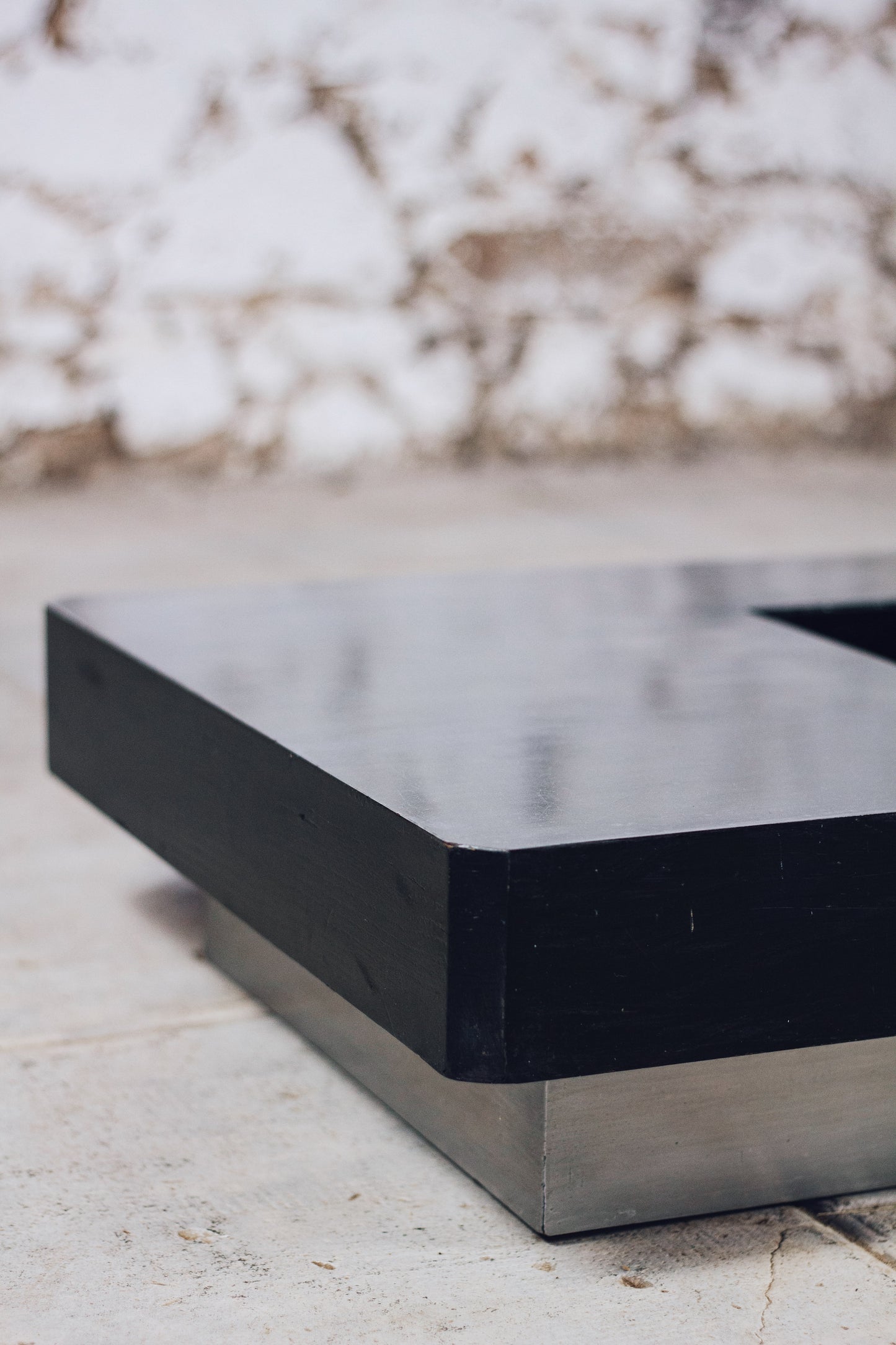 Table basse bar bois et acier Willy Rizzo, 1970
