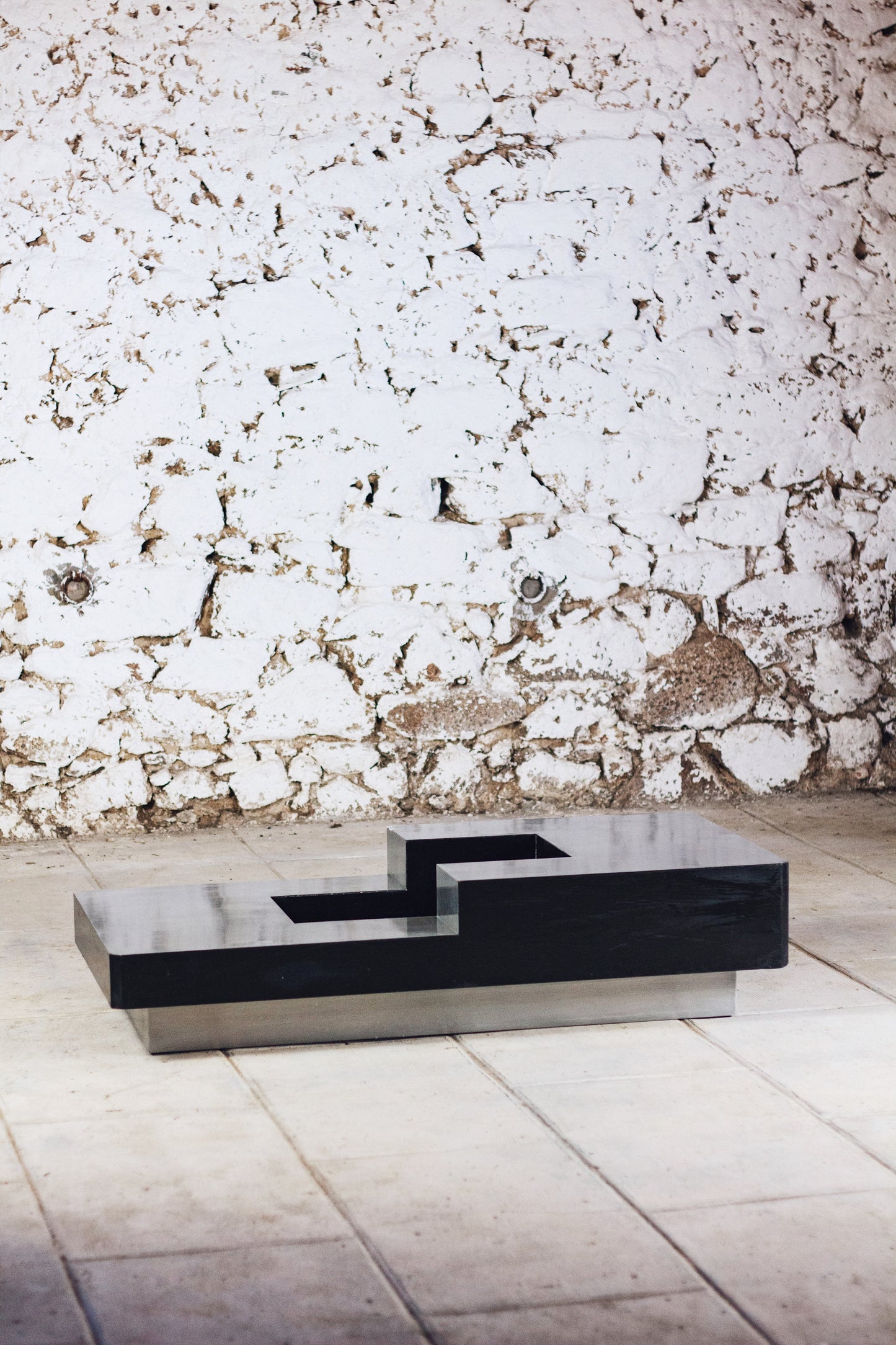 Table basse bar bois et acier Willy Rizzo, 1970
