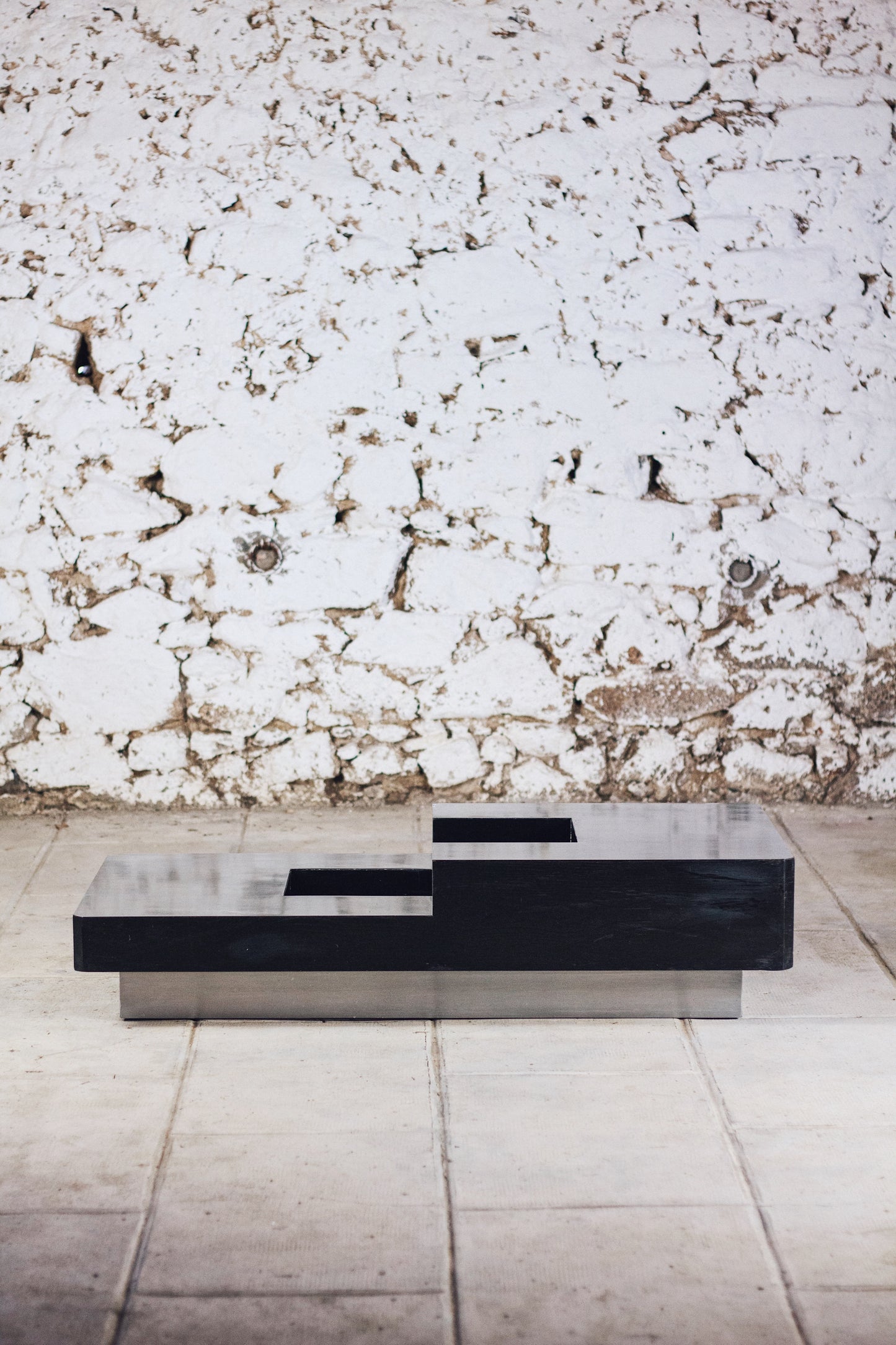 Table basse bar bois et acier Willy Rizzo, 1970