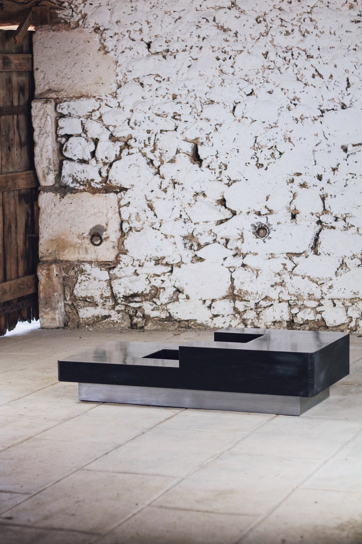 Table basse bar bois et acier Willy Rizzo, 1970