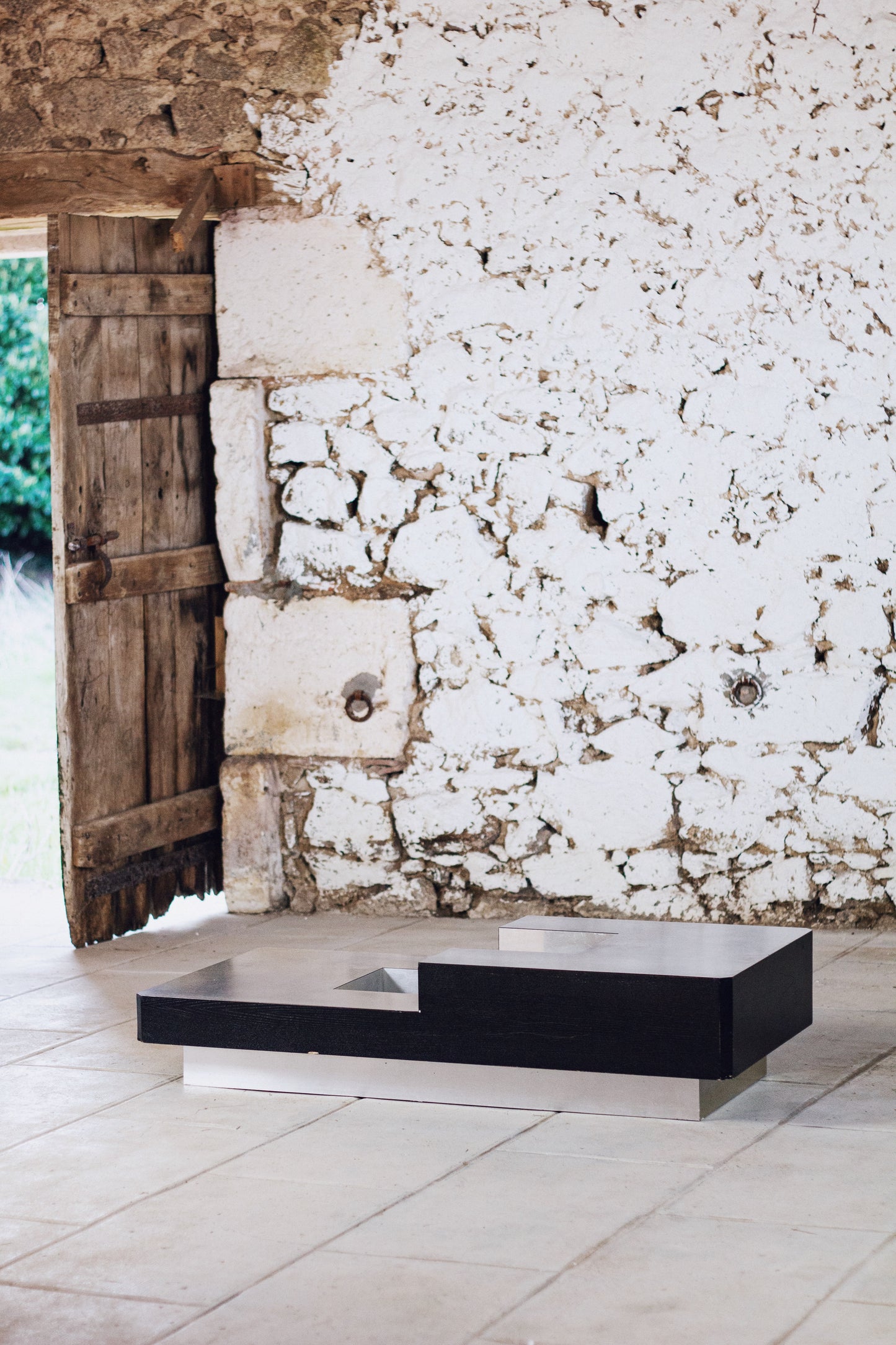 Table basse bar bois et acier Willy Rizzo, 1970