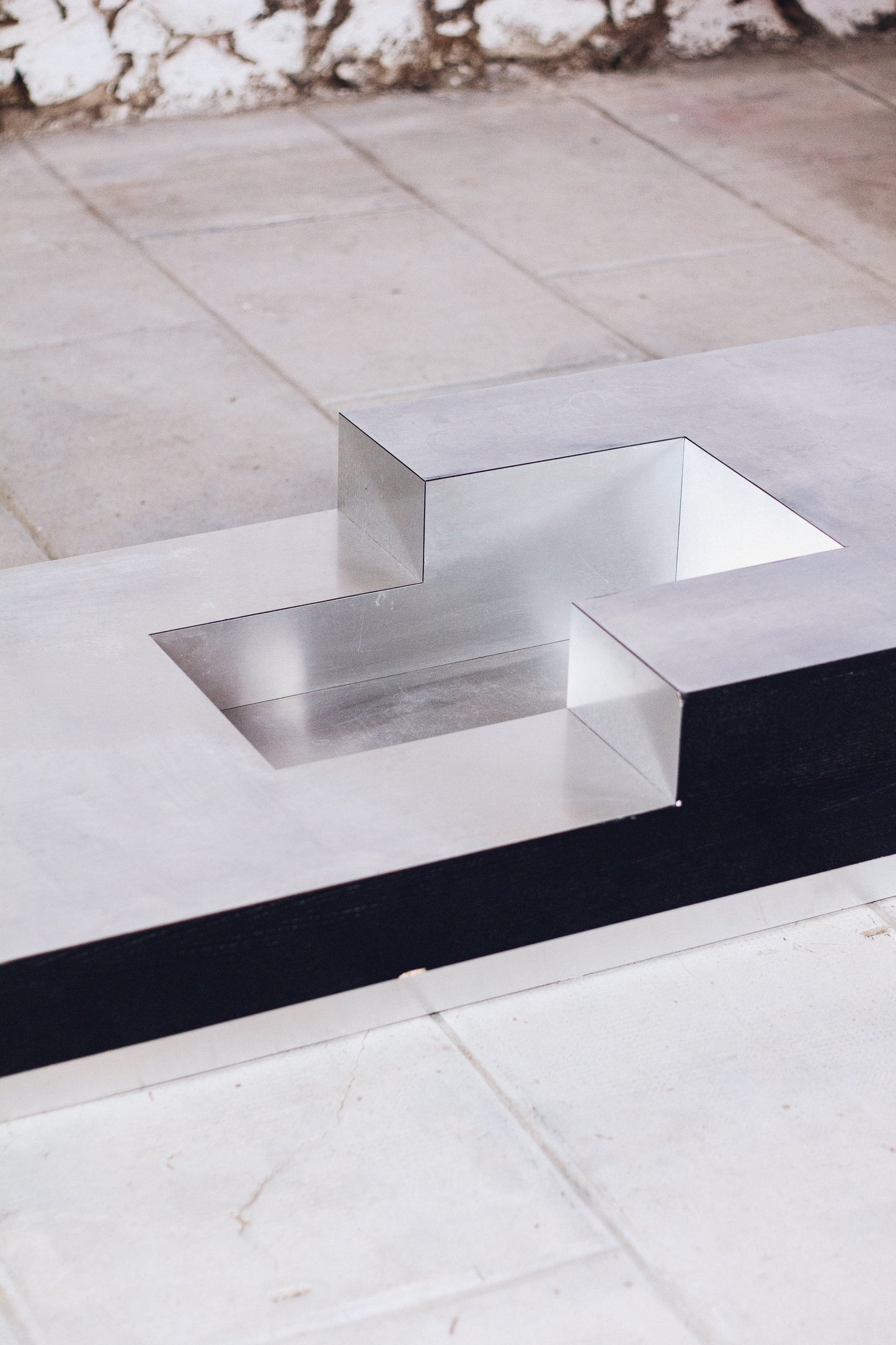 Table basse bar bois et acier Willy Rizzo, 1970