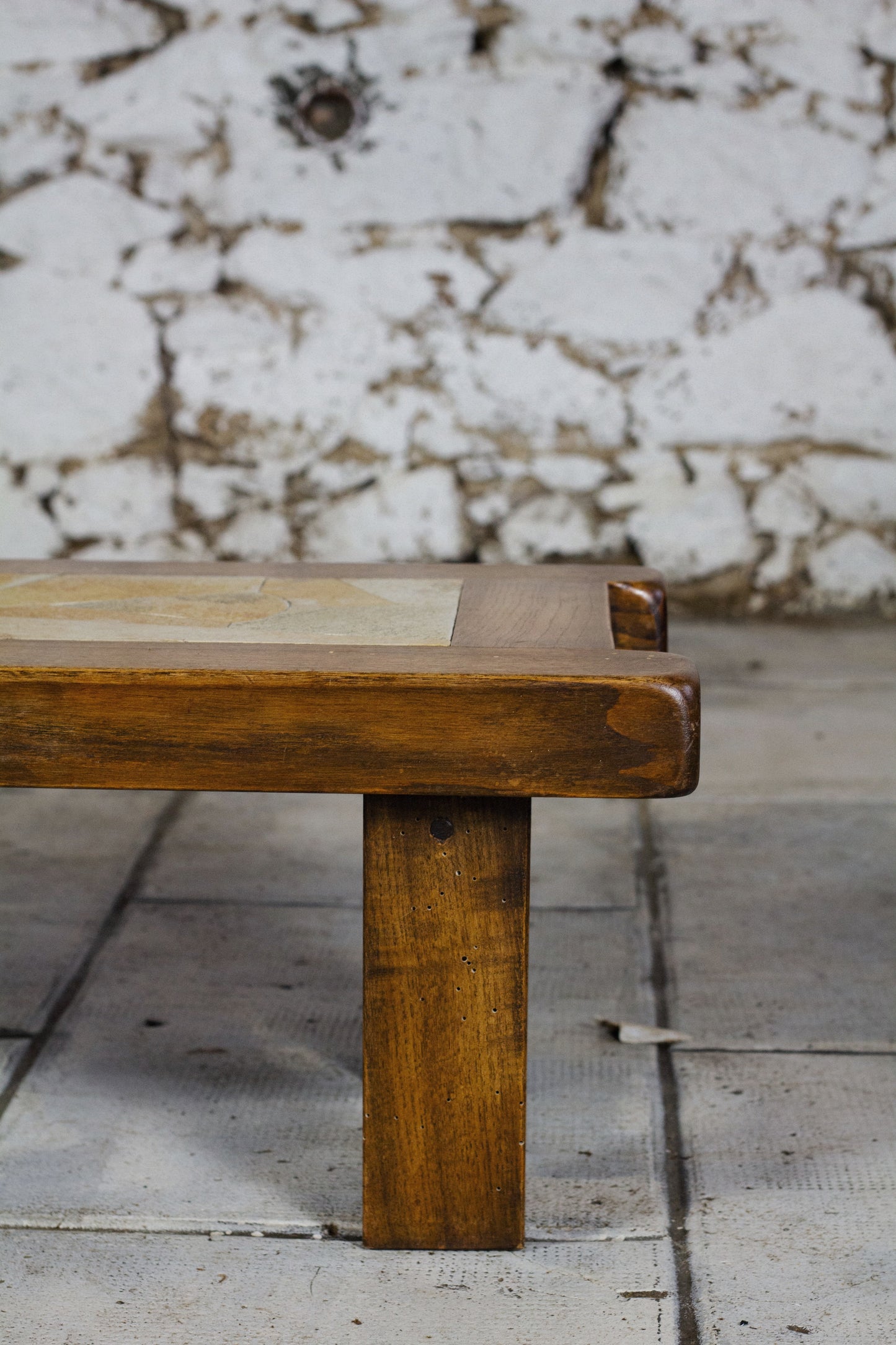 Table basse brutaliste chêne, 1960