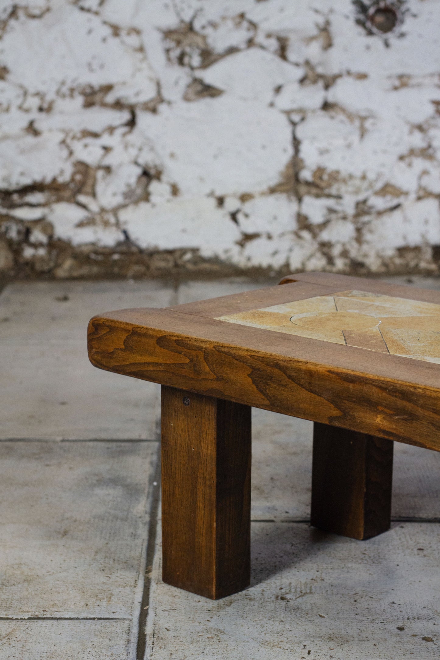 Table basse brutaliste chêne, 1960