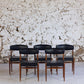 Ensemble de 5 chaises scandinaves en teck et skaï, 1960