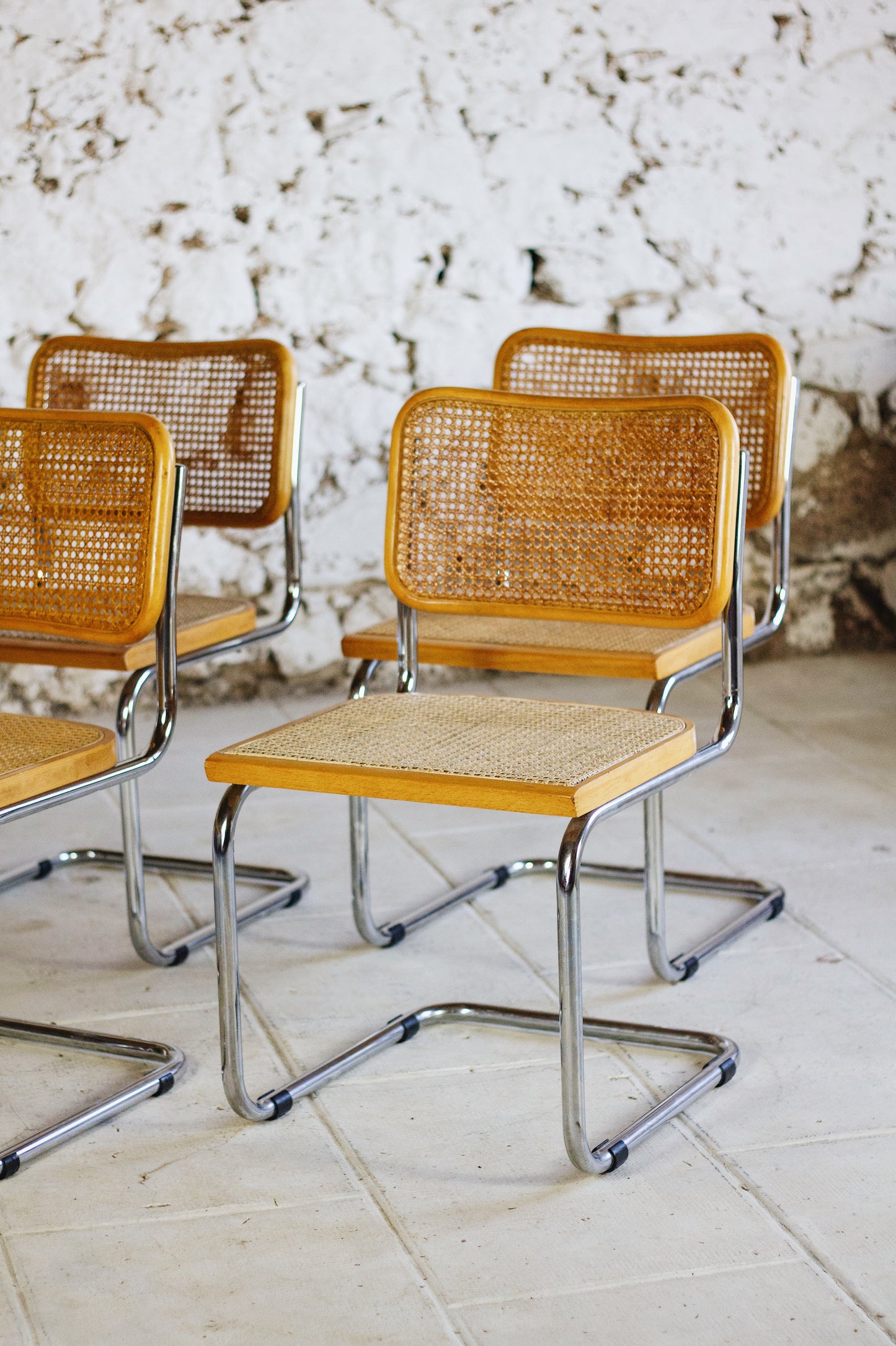 Lot de 4 chaises Cesca B32 par Marcel Breuer