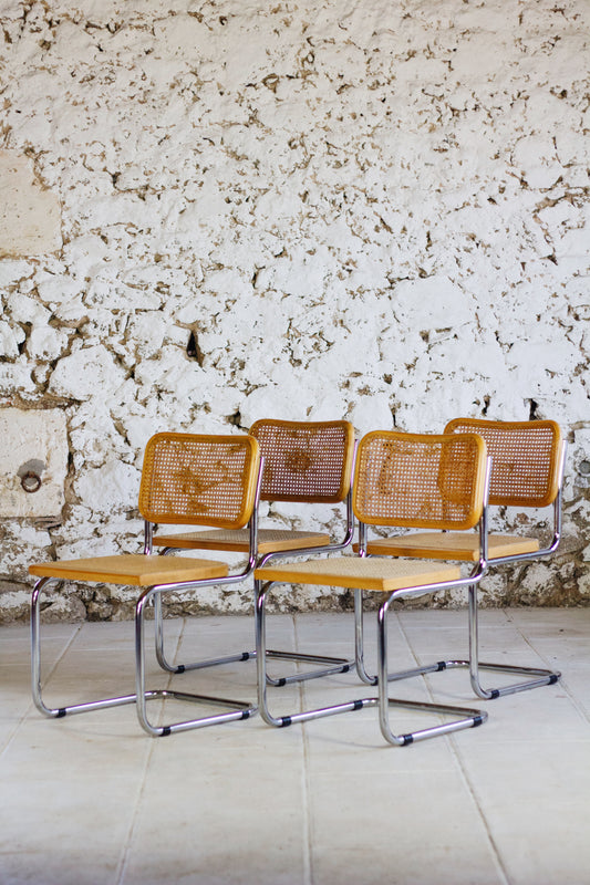 Lot de 4 chaises Cesca B32 par Marcel Breuer