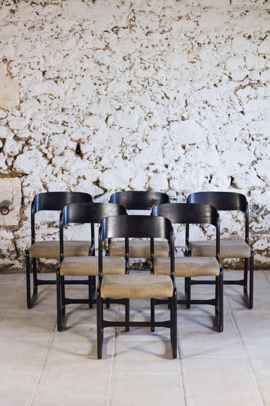 Lot de 6 chaises Traineau par Baumann, 1960