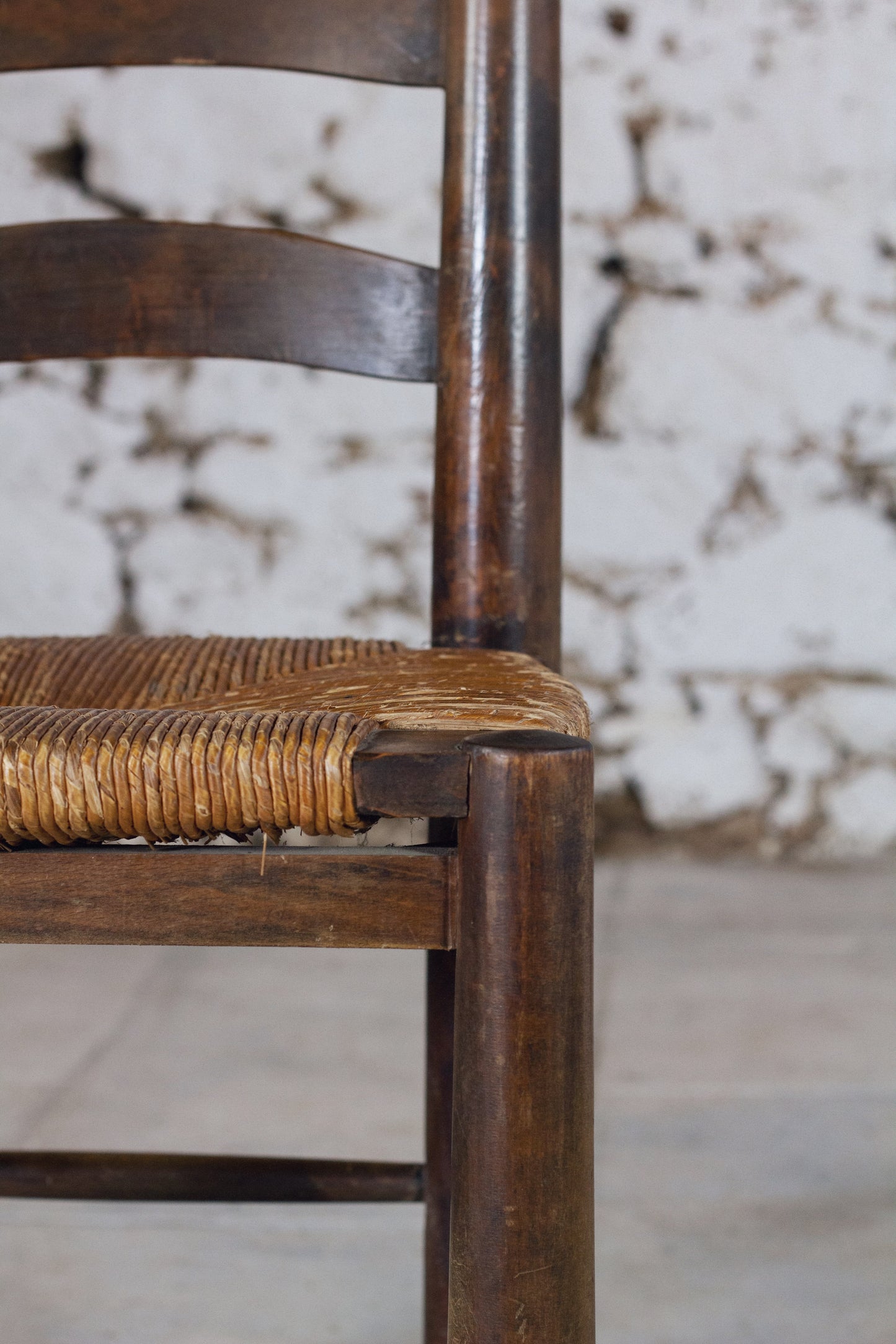 4 chaises brutalistes paille Georges Robert, 1950
