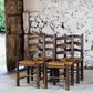 4 chaises brutalistes paille Georges Robert, 1950