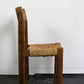 Chaise brutaliste paille et pin, 1950