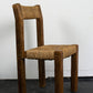 Chaise brutaliste paille et pin, 1950