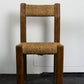 Chaise brutaliste paille et pin, 1950
