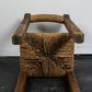Chaise brutaliste paille et pin, 1950