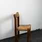 Chaise brutaliste paille et pin, 1950
