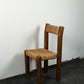 Chaise brutaliste paille et pin, 1950
