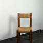 Chaise brutaliste paille et pin, 1950