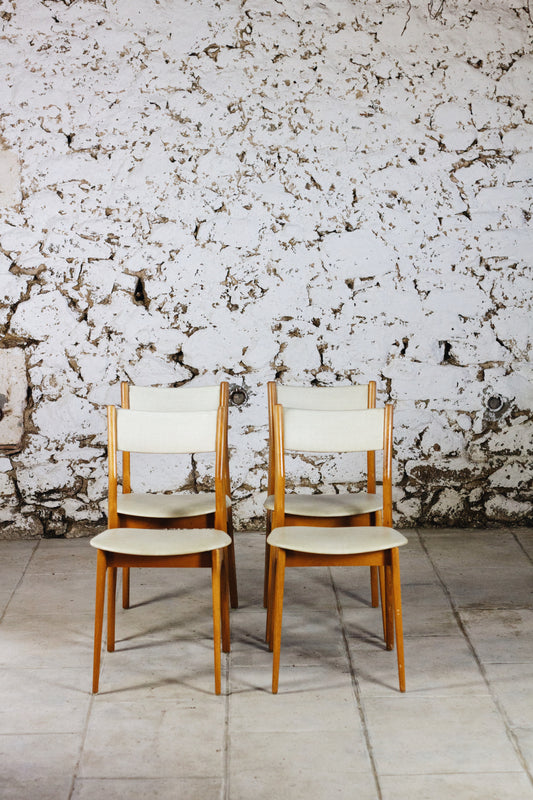 Suite de 4 chaises danoises en hêtre, 1960