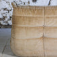 Chauffeuse d'angle Togo velours beige par Michel Ducaroy pour Ligne Roset