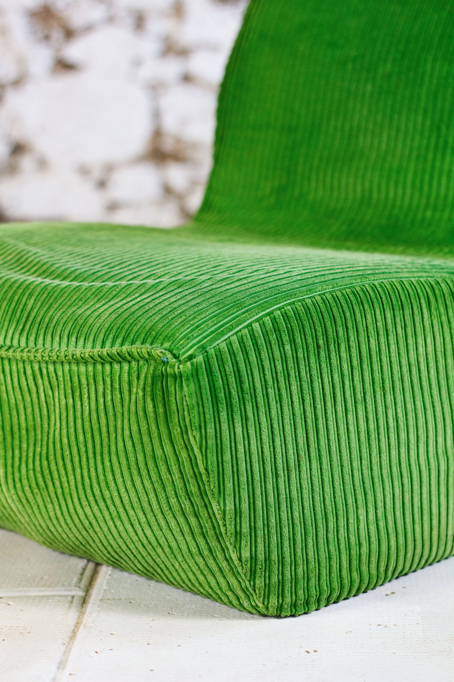 Chauffeuse vintage velours côtelé vert, 1970