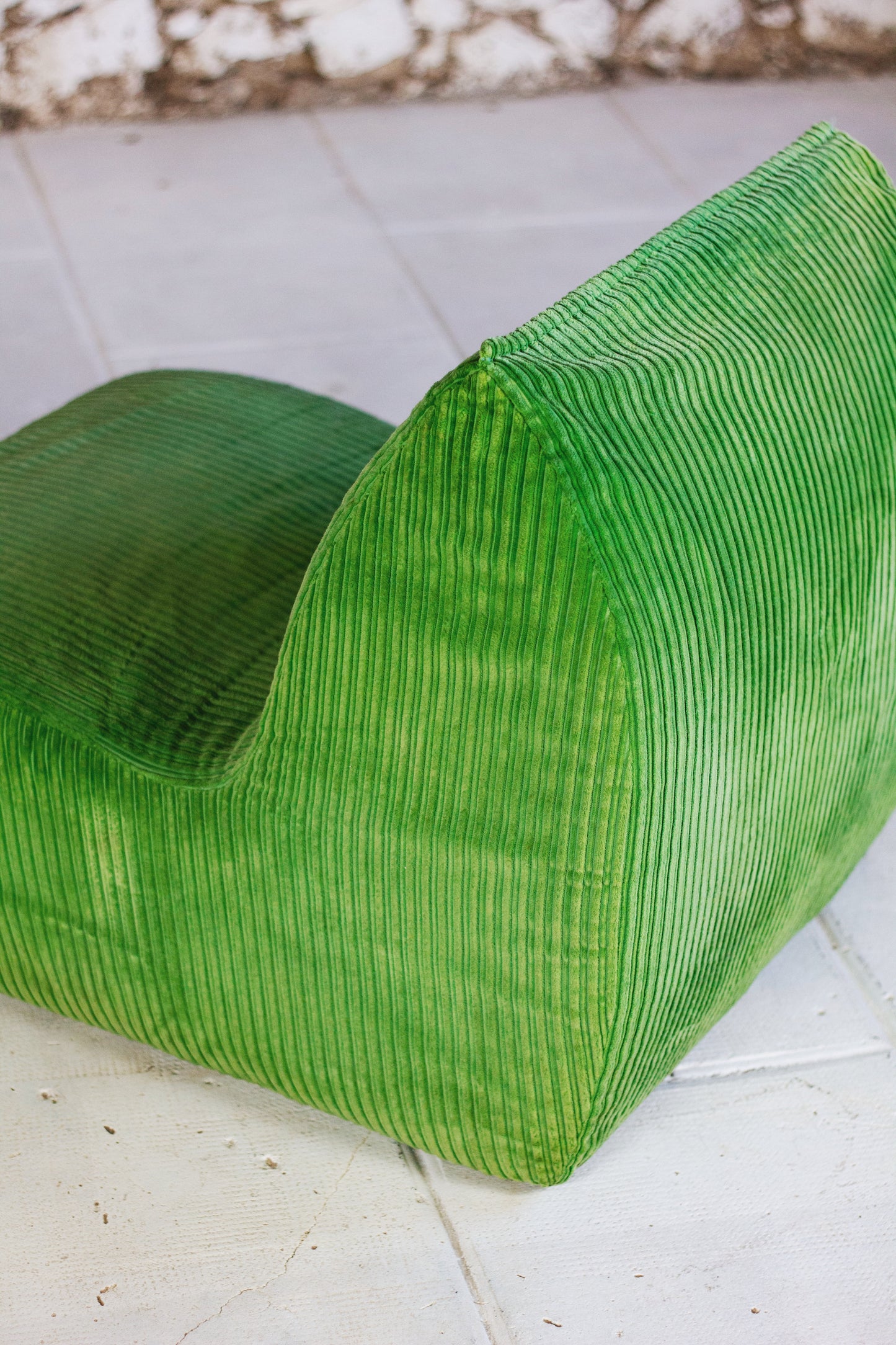 Chauffeuse vintage velours côtelé vert, 1970