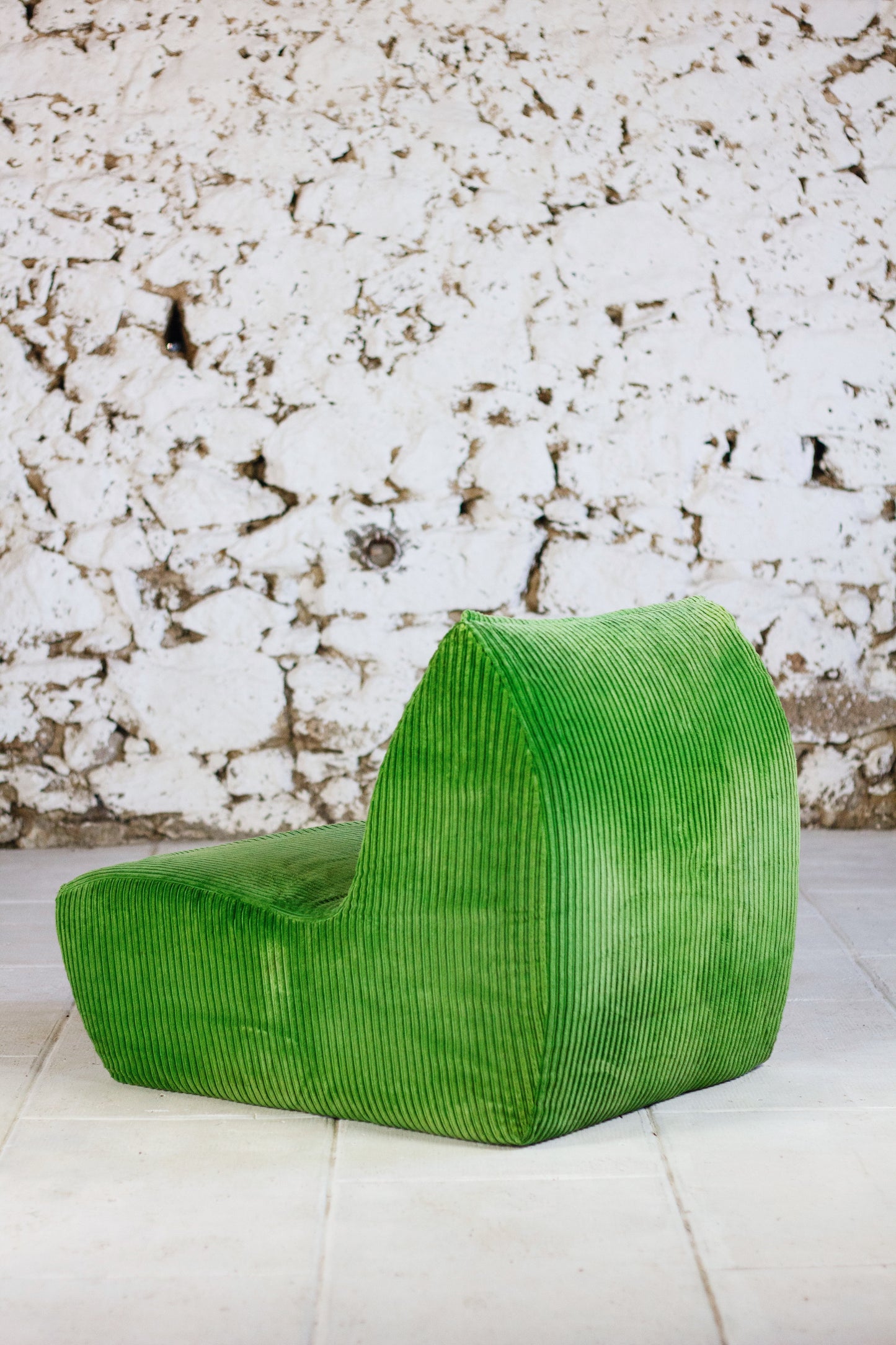 Chauffeuse vintage velours côtelé vert, 1970