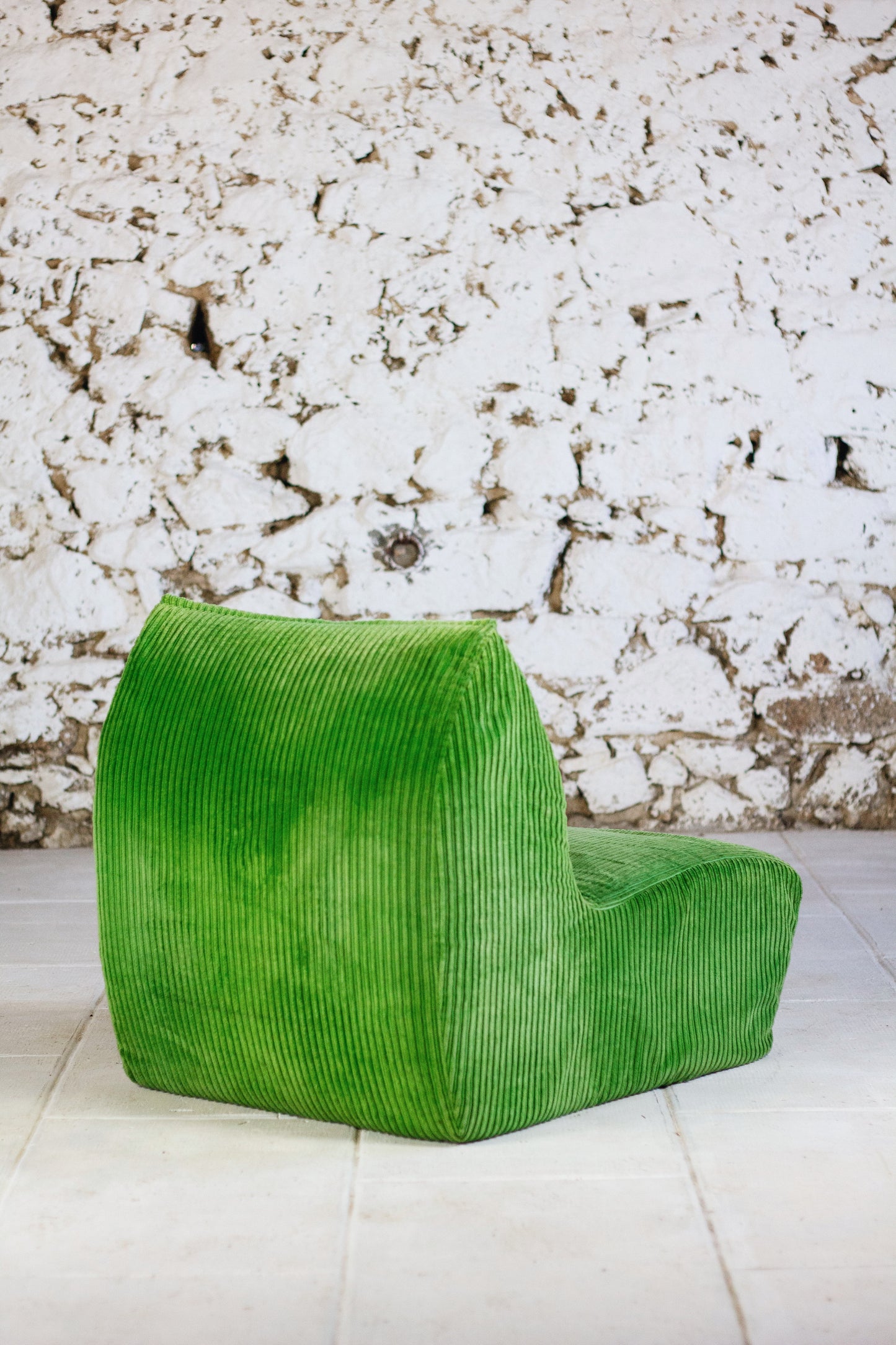 Chauffeuse vintage velours côtelé vert, 1970