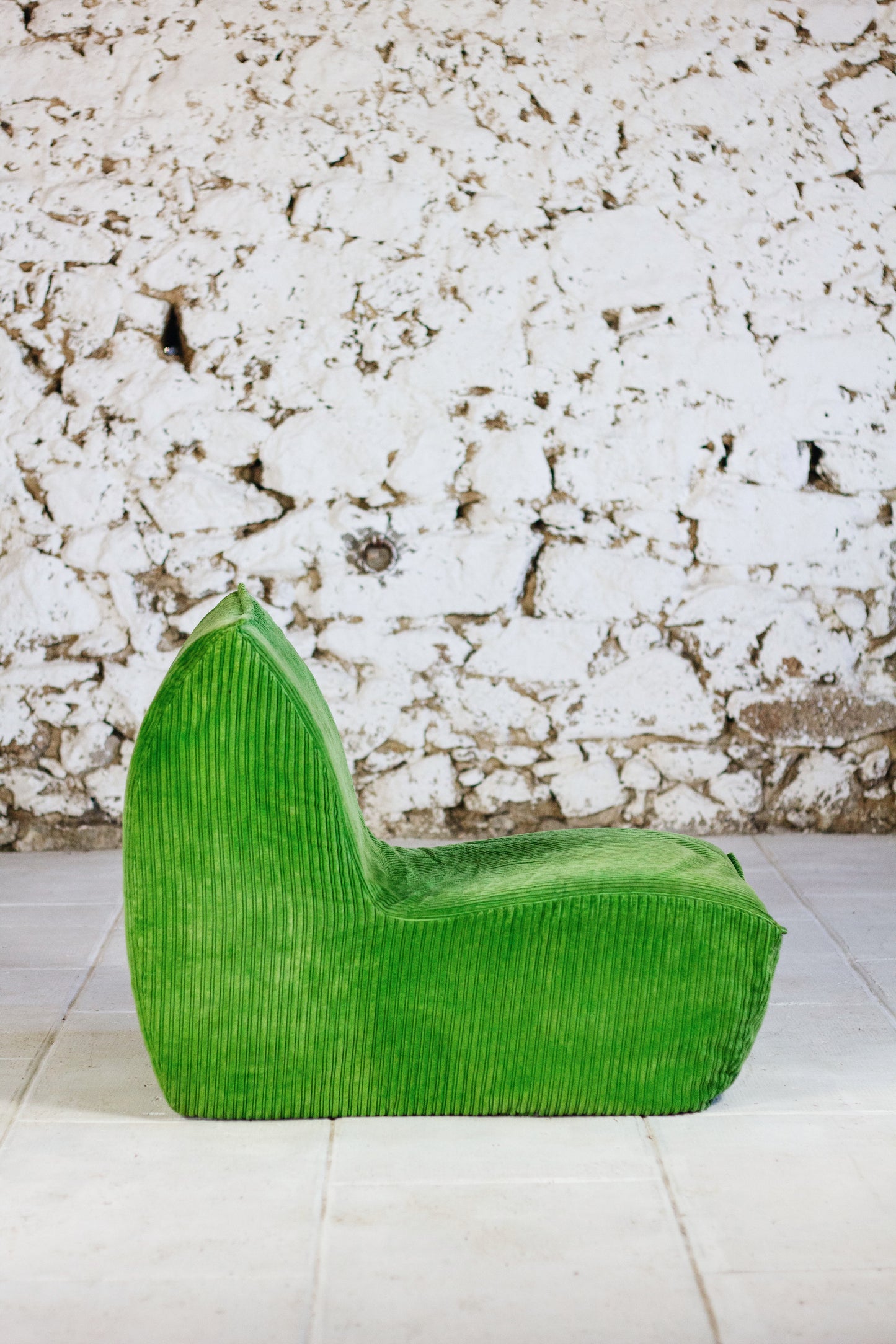 Chauffeuse vintage velours côtelé vert, 1970